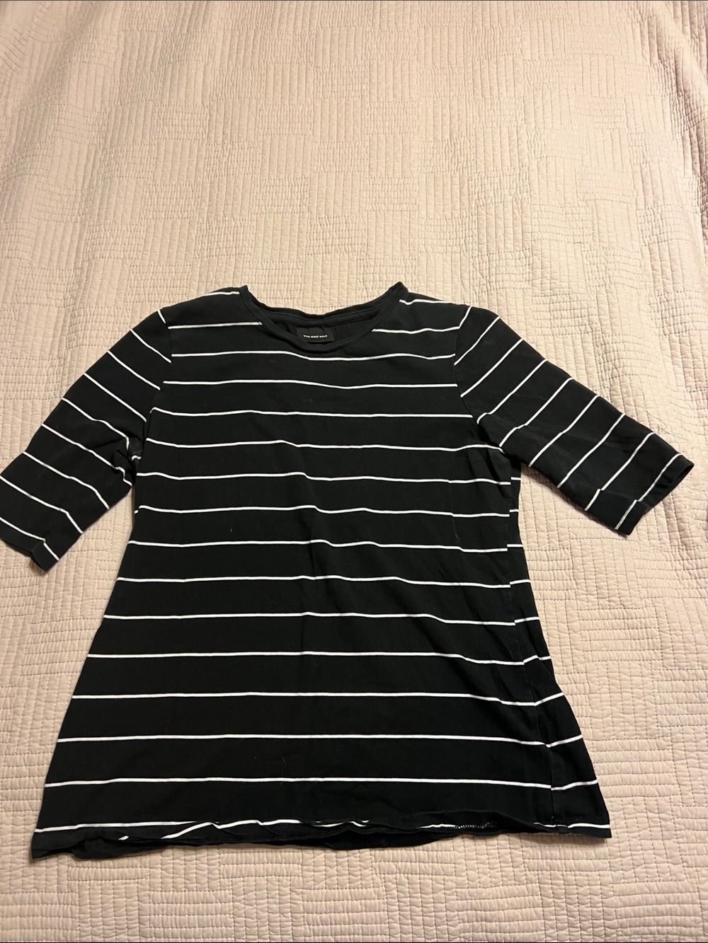 Who What Wear Black and White Striped Tunic Top